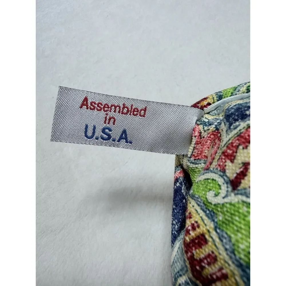 Newport-Layton Home Paisley Down Throw Pillows Navy Blue Floral Pair Set of 2